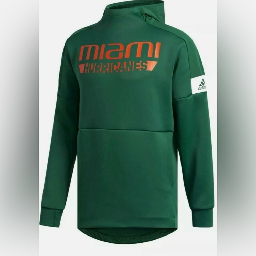 NEW Adidas NCAA University of Miami Hurricanes Game Mode PO Pullover Hoodie